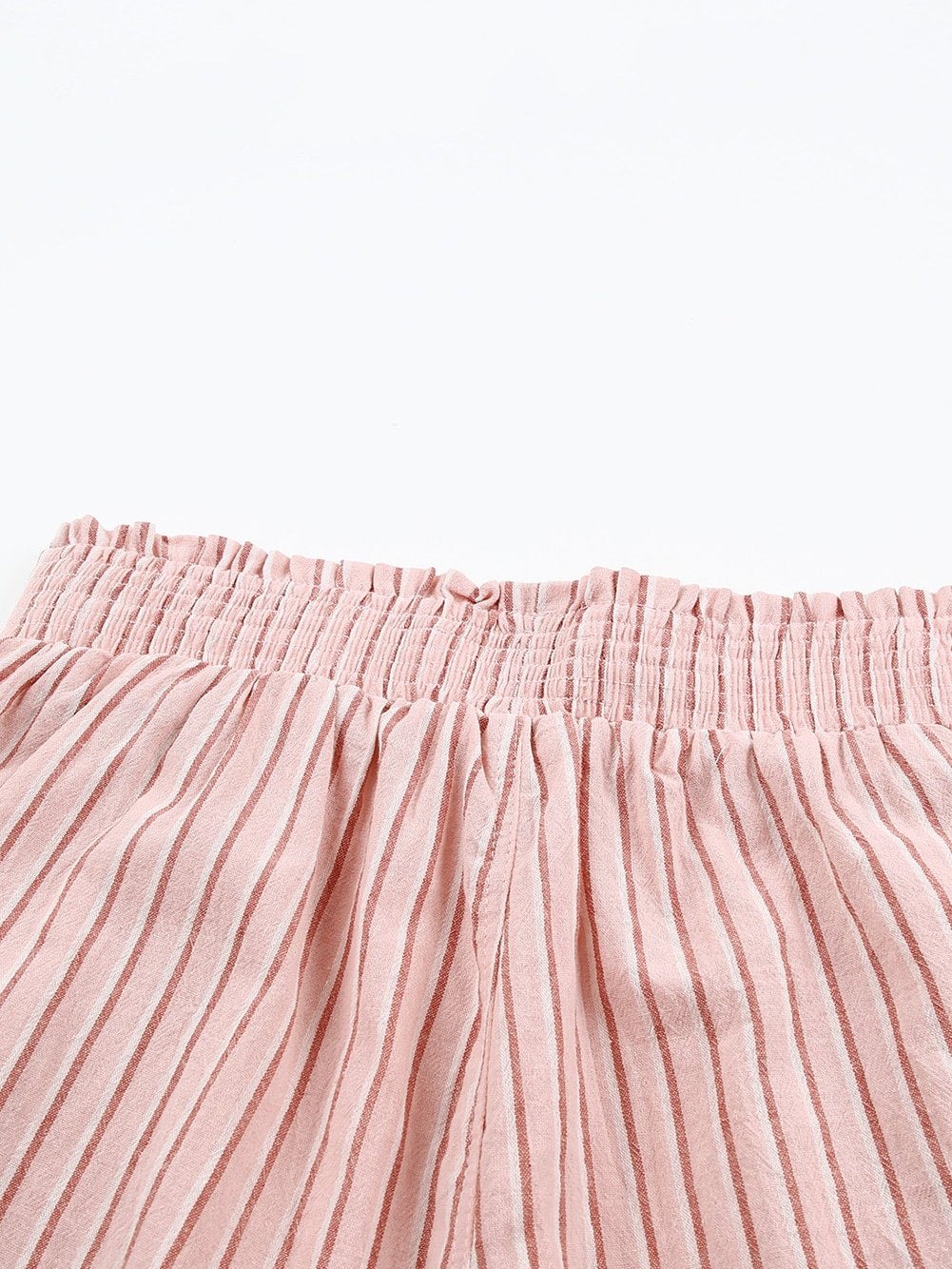 Striped Frayed Hem Paperbag Shorts